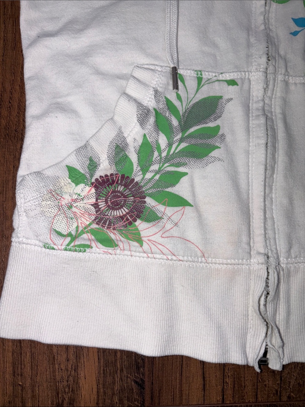Roxy Zip Up Hoodie with Pink Logo and Multicolor Floral Print - Picture 5 of 14